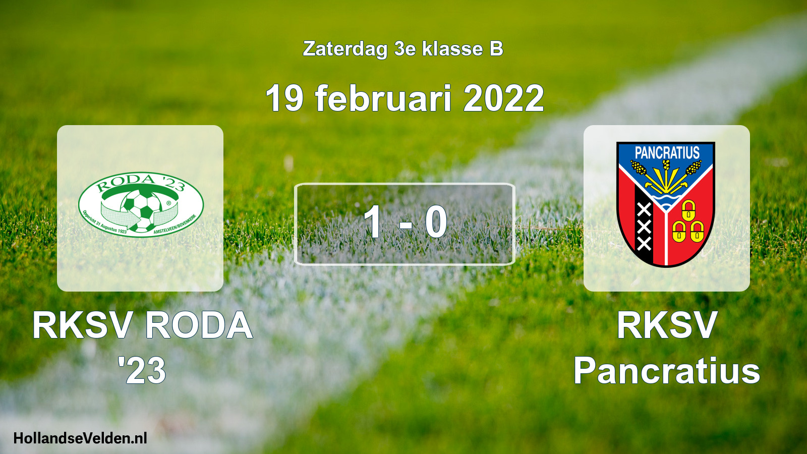 Total number of matches played: RKSV RODA '23 - RKSV Pancratius 1 - 0 (19 February 2022)