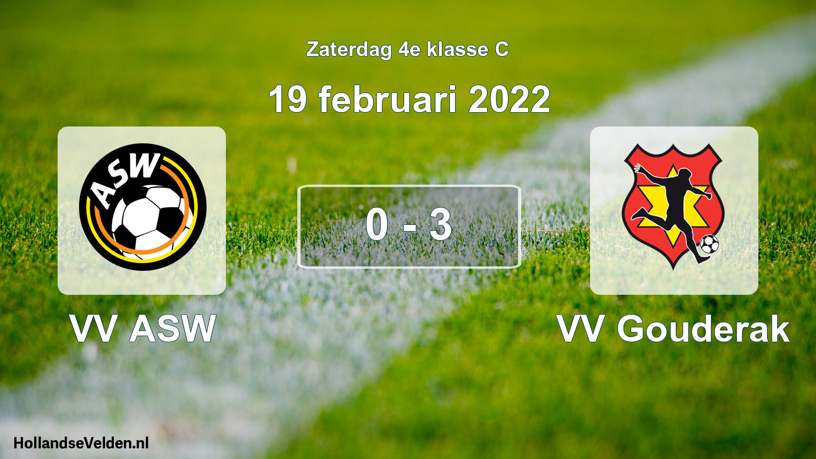 Total number of matches played: VV ASW - VV Gouderak 0 - 3 (19 February 2022)