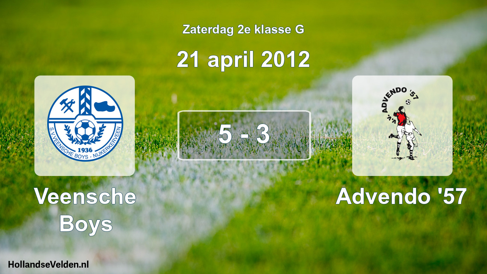 Total number of matches played: Veensche Boys - Advendo '57 5 - 3 (21 April 2012)