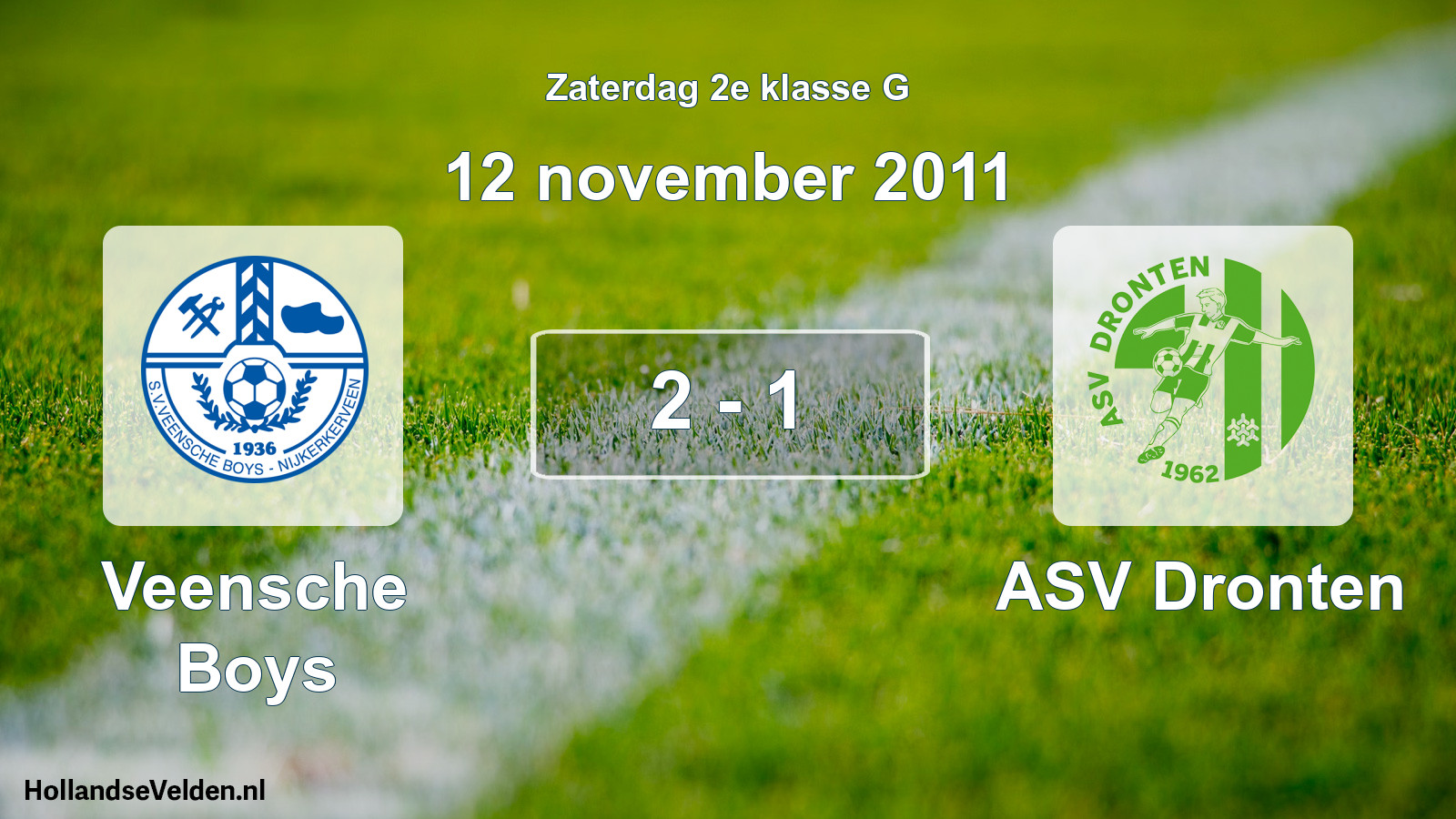 Total number of matches played: Veensche Boys - ASV Dronten 2 - 1 (12 November 2011)