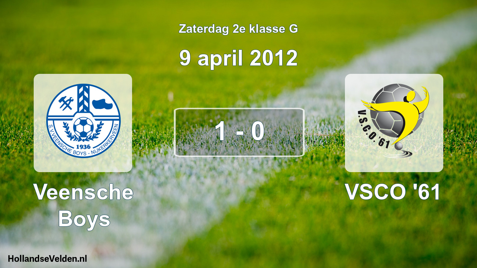 Total number of matches played: Veensche Boys - VSCO '61 1 - 0 (9 April 2012)