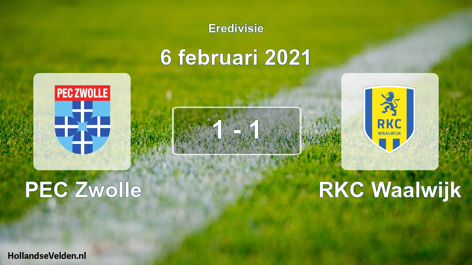 Total number of matches played: PEC Zwolle - RKC Waalwijk 1 - 1 (6 February 2021)