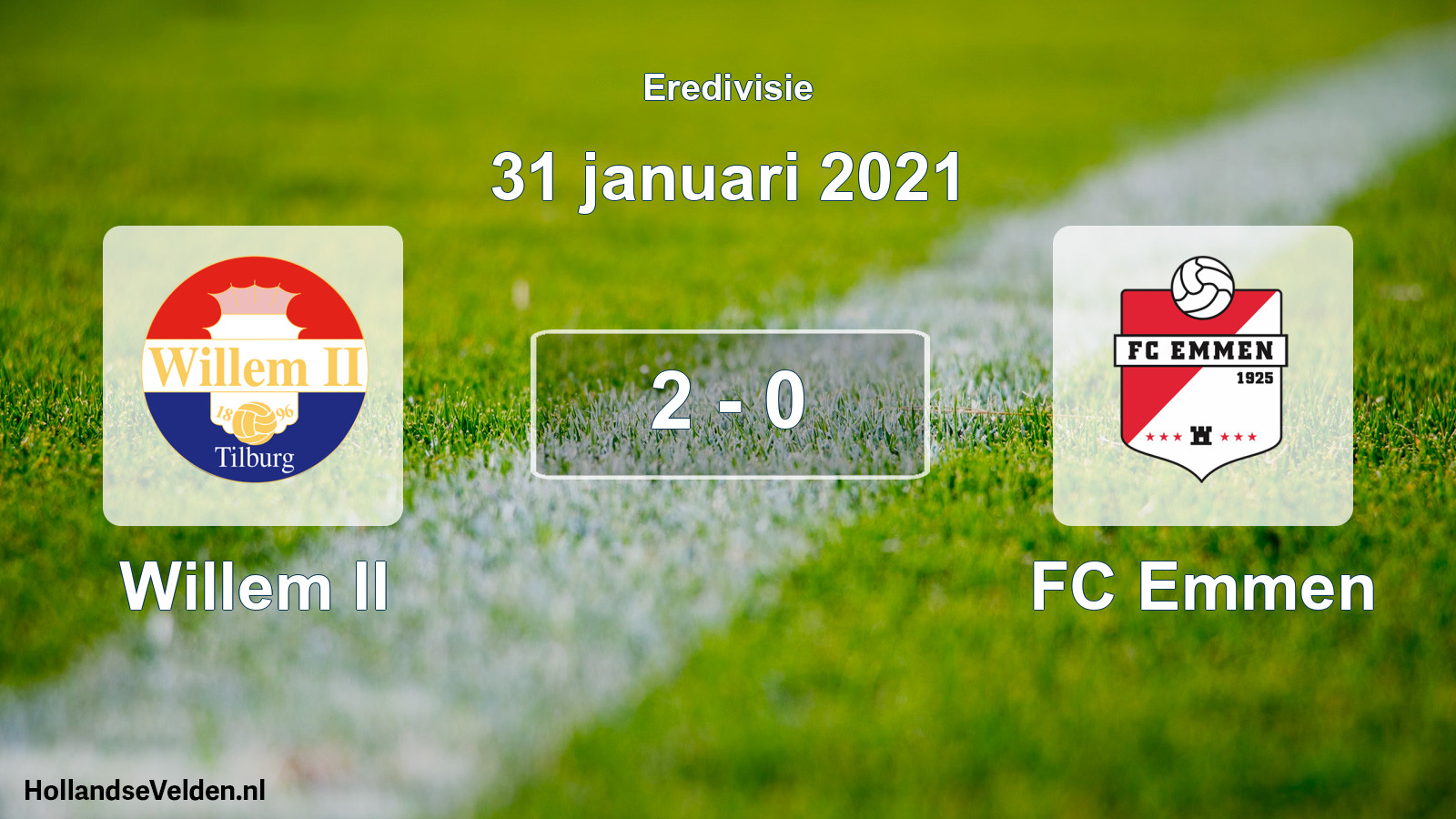 Total number of matches played: Willem II - FC Emmen 2 - 0 (31 January 2021)