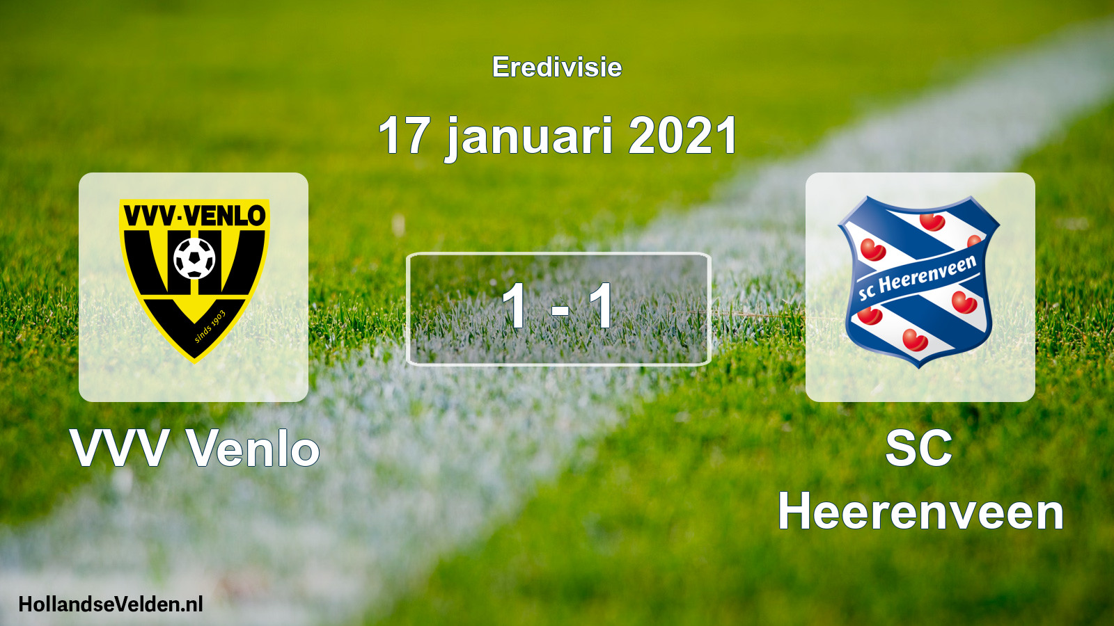 Total number of matches played: VVV Venlo - SC Heerenveen 1 - 1 (17 January 2021)