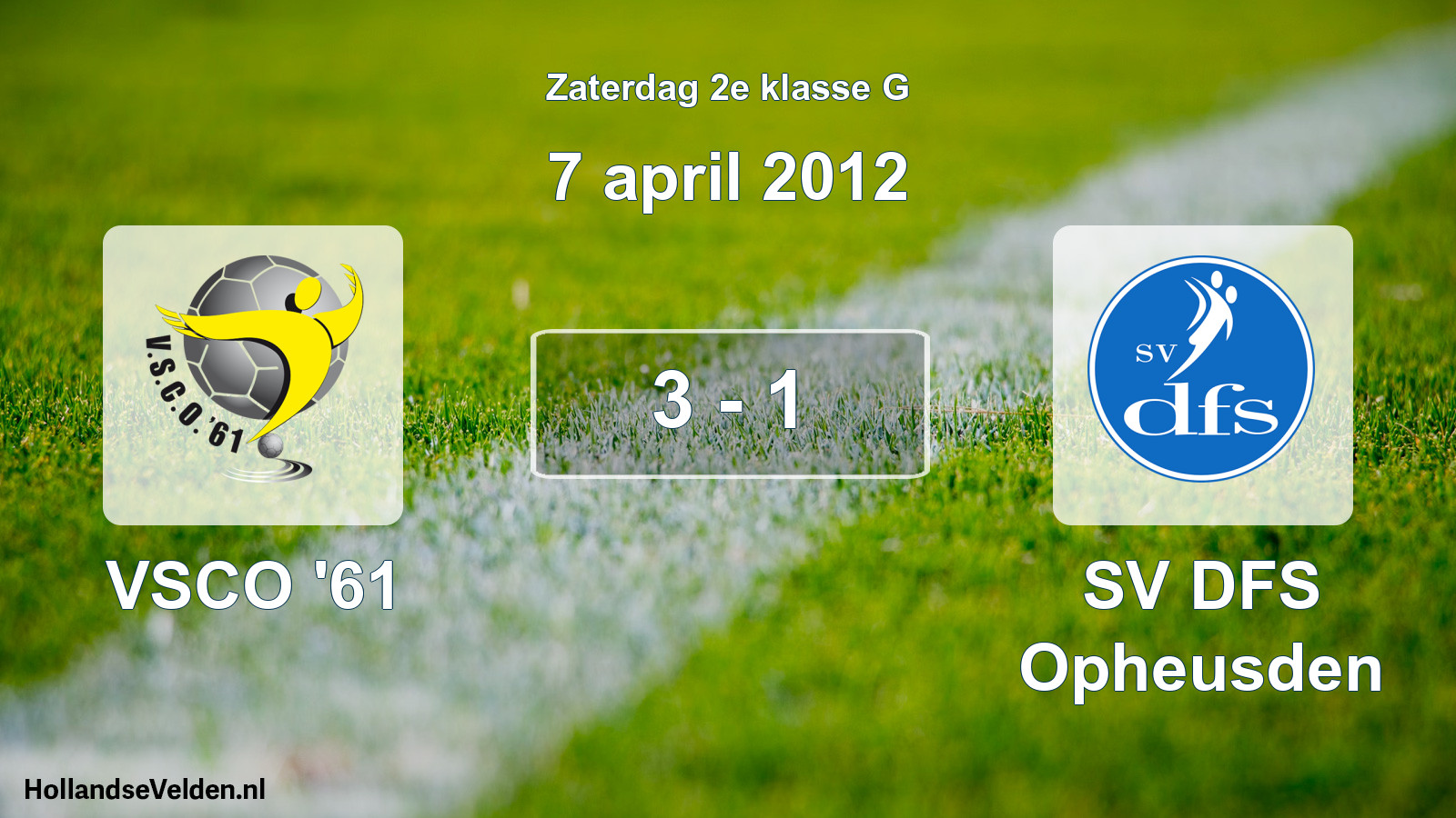 Total number of matches played: VSCO '61 - SV DFS Opheusden 3 - 1 (7 April 2012)