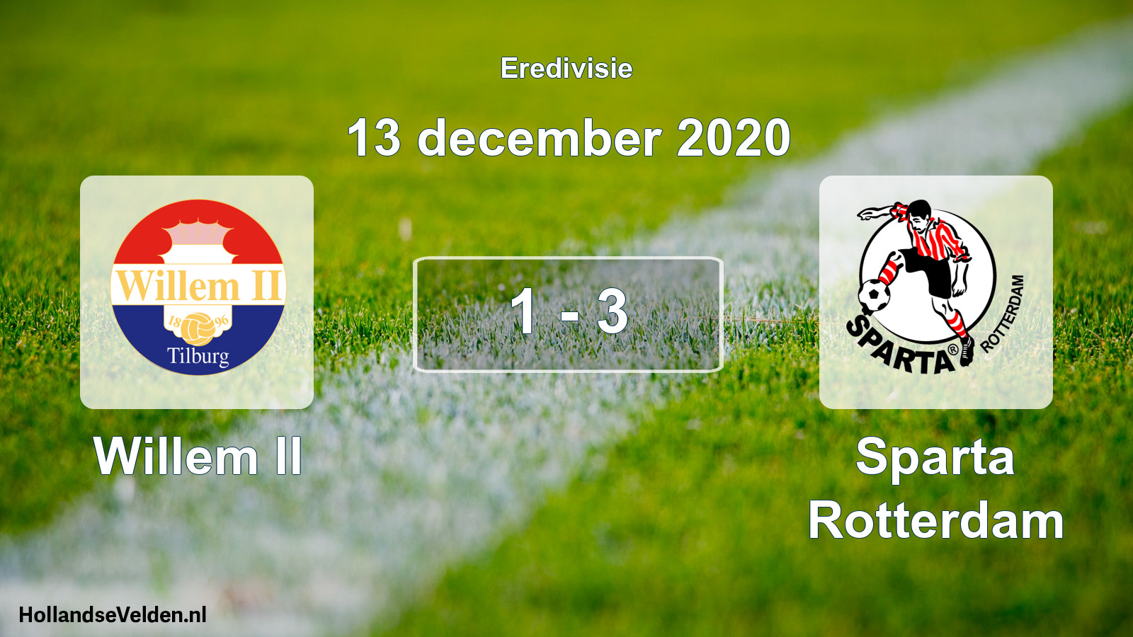 Total number of matches played: Willem II - Sparta Rotterdam 1 - 3 (13 December 2020)