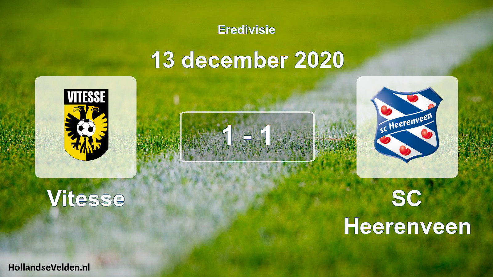 Total number of matches played: Vitesse - SC Heerenveen 1 - 1 (13 December 2020)