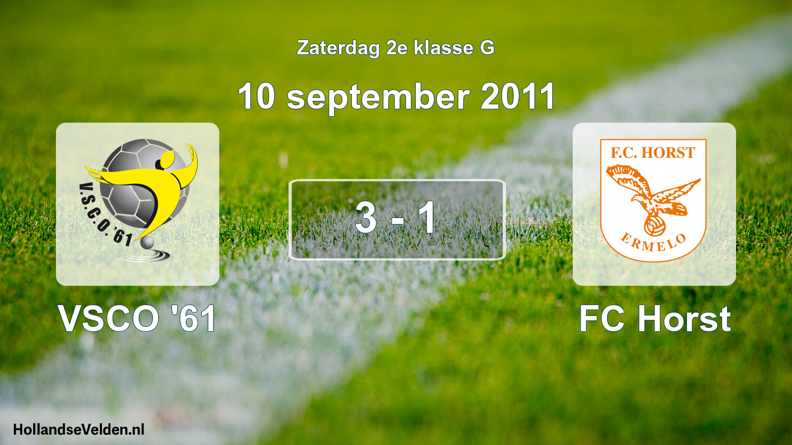 Total number of matches played: VSCO '61 - FC Horst 3 - 1 (10 September 2011)