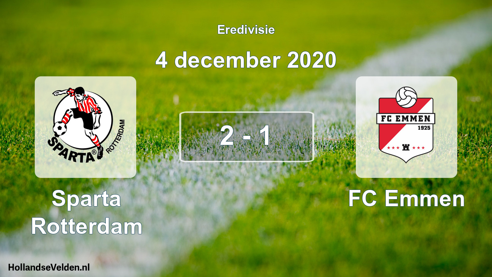 Total number of matches played: Sparta Rotterdam - FC Emmen 2 - 1 (4 December 2020)