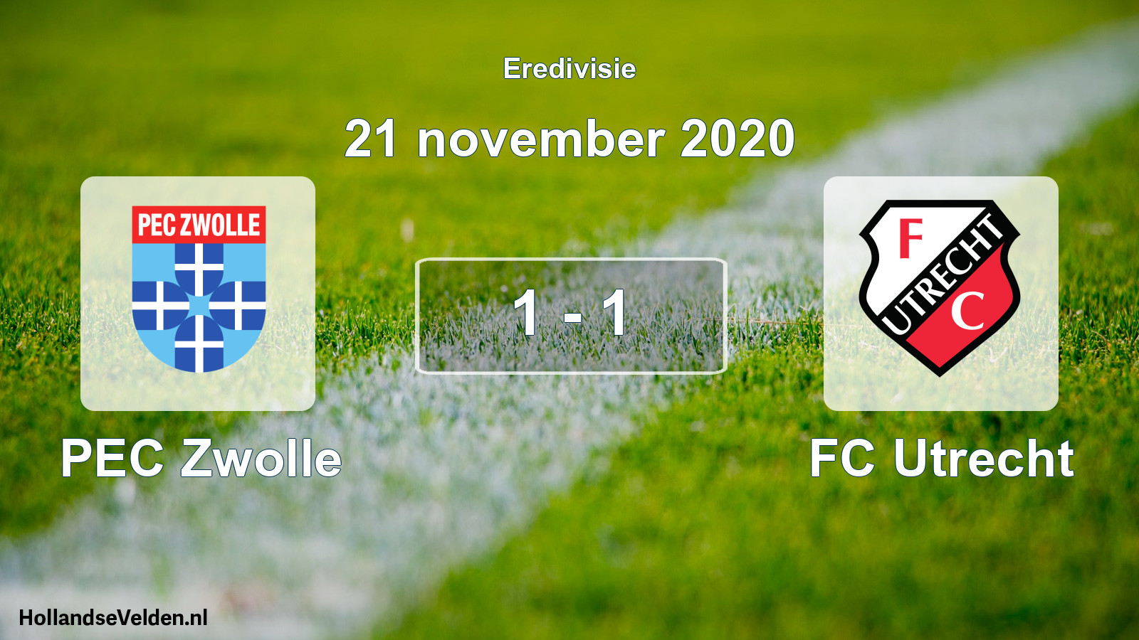 Total number of matches played: PEC Zwolle - FC Utrecht 1 - 1 (21 November 2020)