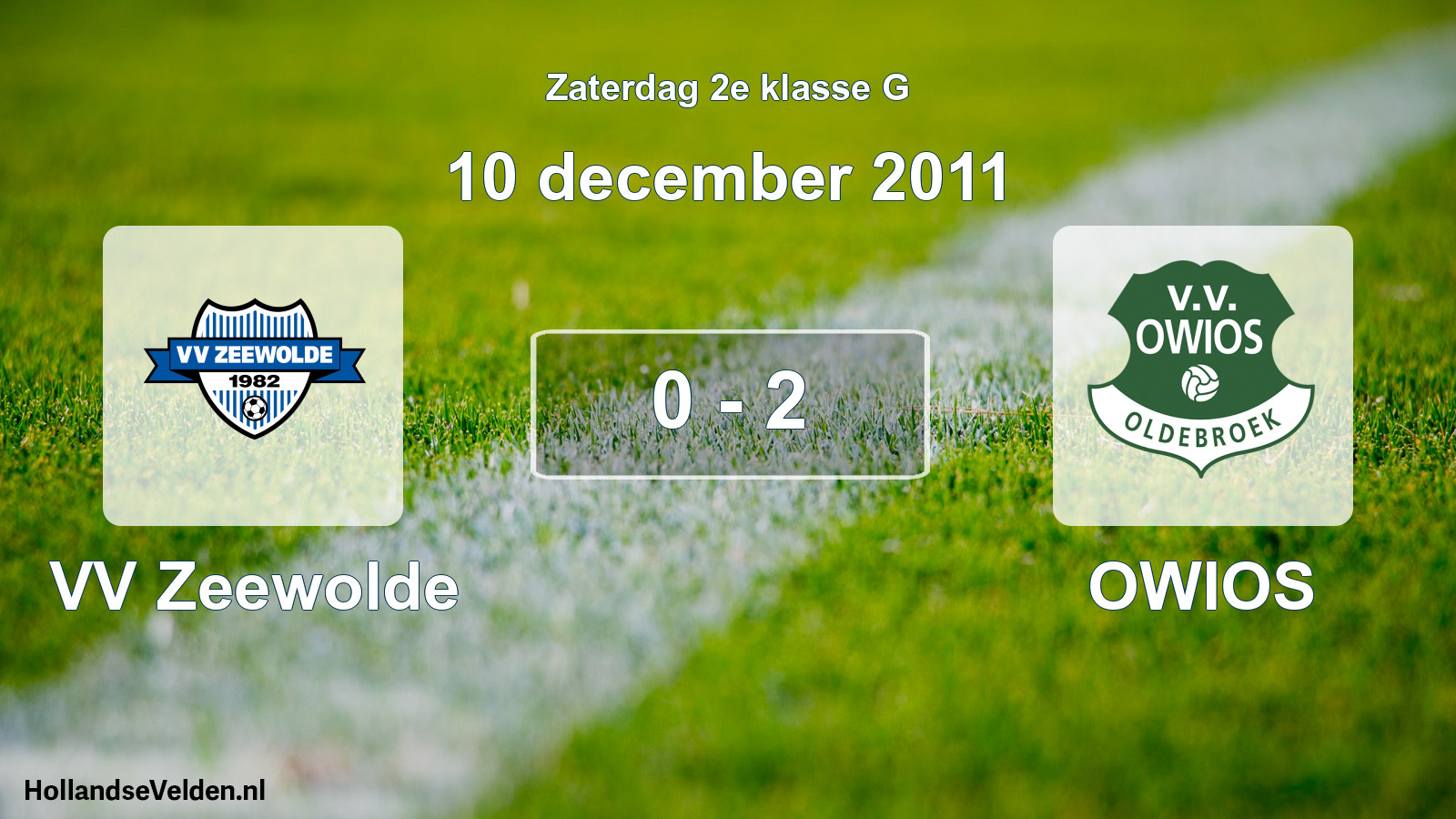 Total number of matches played: VV Zeewolde - OWIOS 0 - 2 (10 December 2011)