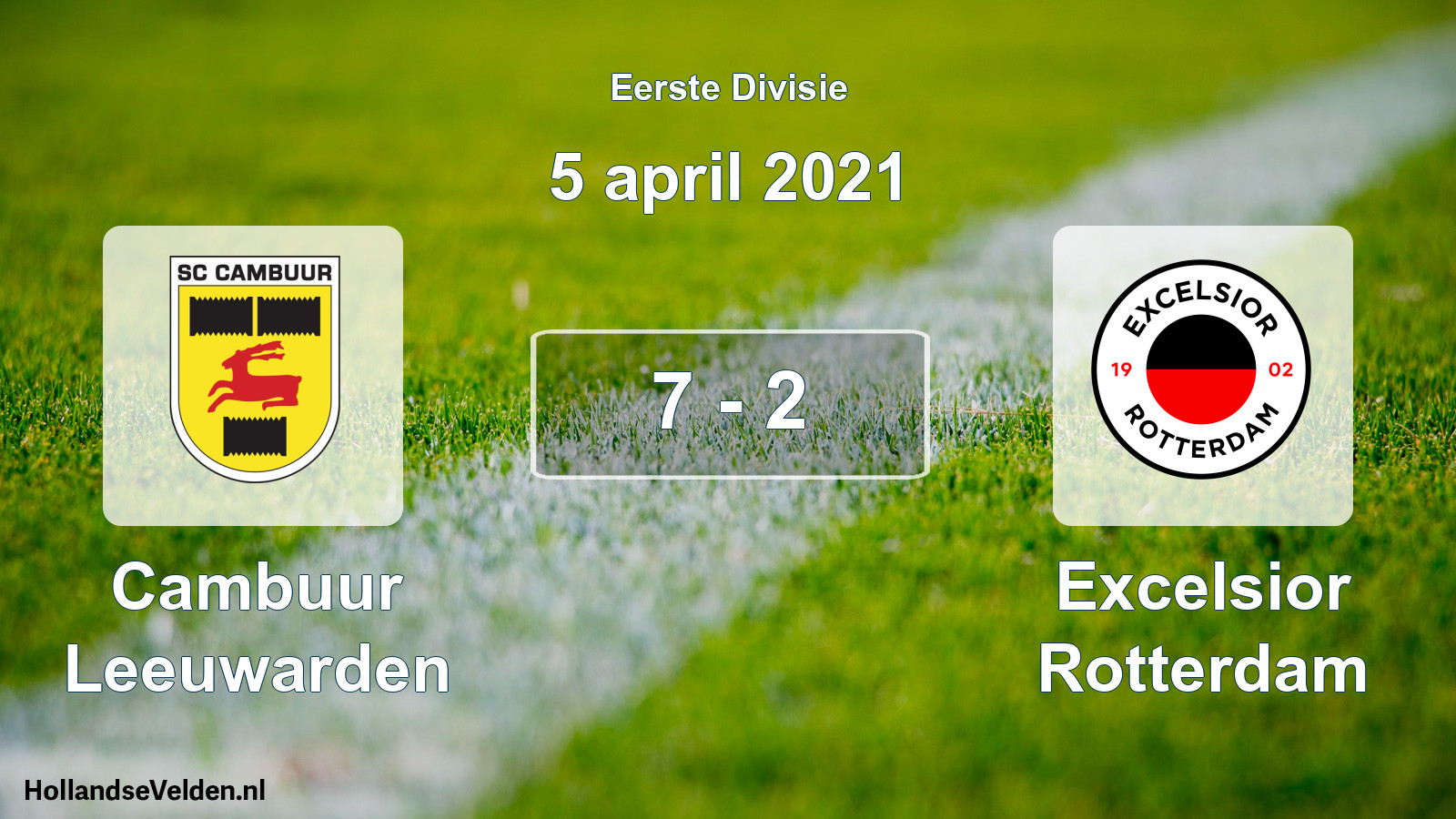 Total number of matches played: Cambuur Leeuwarden - Excelsior Rotterdam 7 - 2 (5 April 2021)