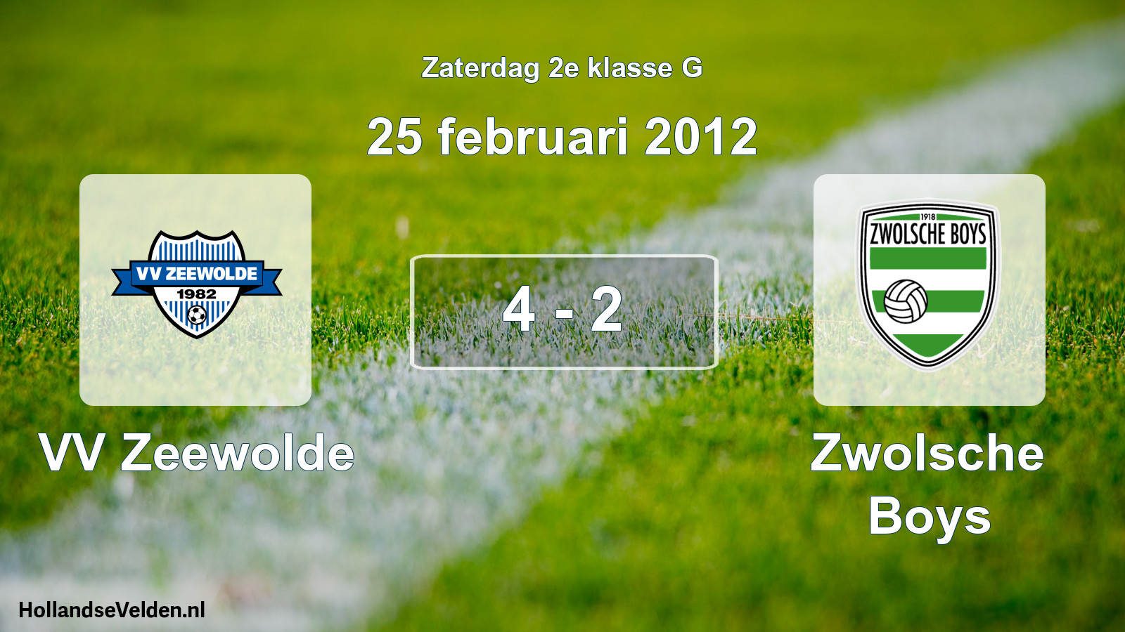Total number of matches played: VV Zeewolde - Zwolsche Boys 4 - 2 (25 February 2012)