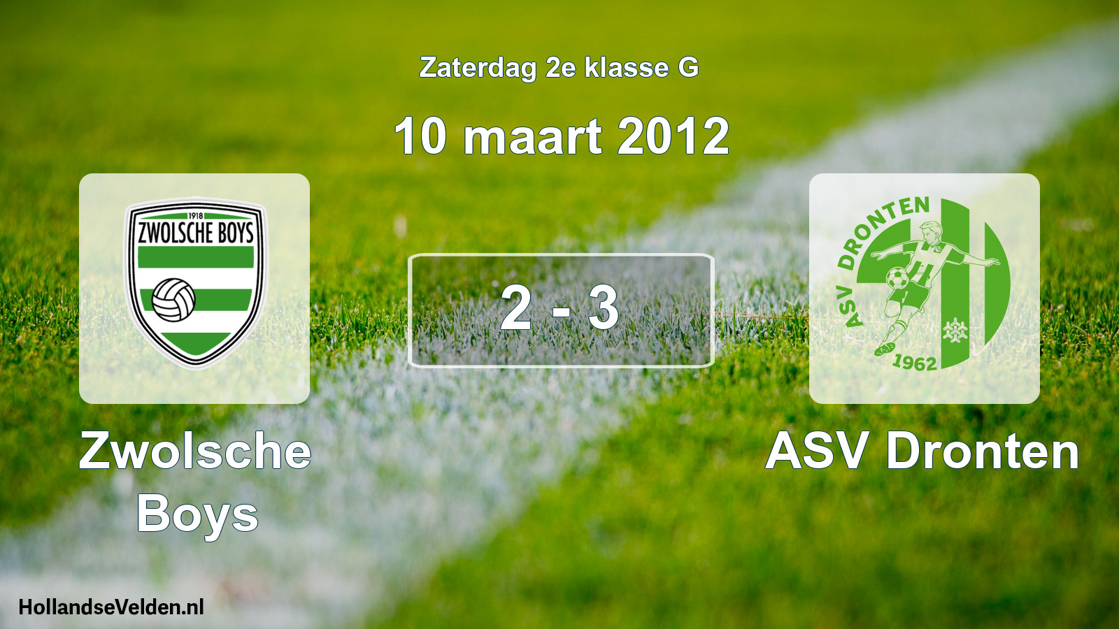 Total number of matches played: Zwolsche Boys - ASV Dronten 2 - 3 (10 March 2012)