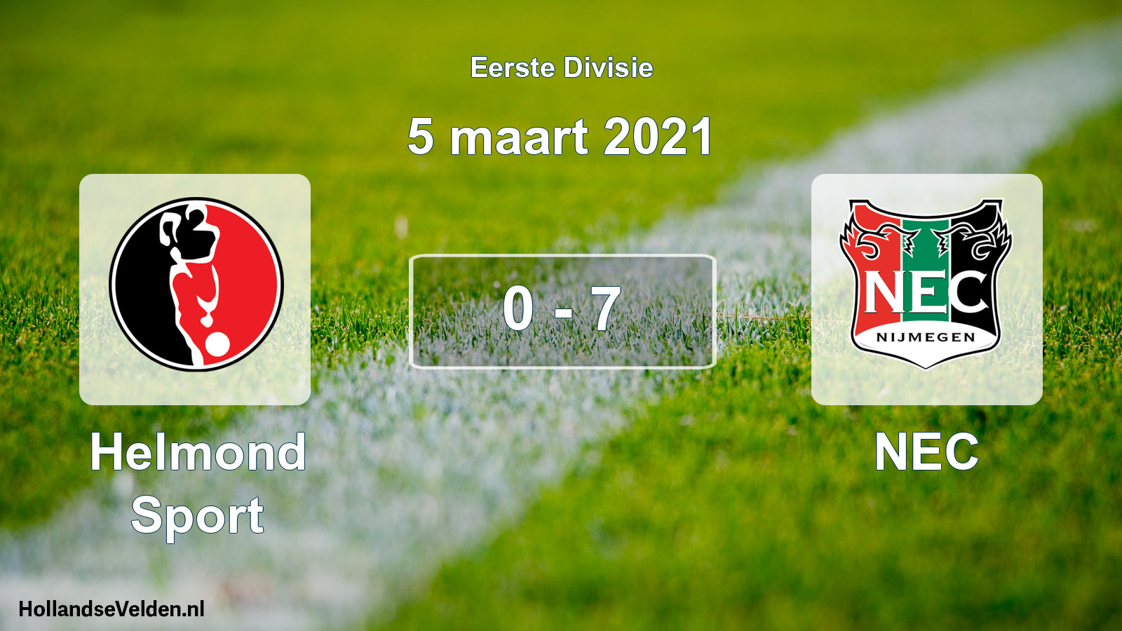 Total number of matches played: Helmond Sport - NEC 0 - 7 (5 March 2021)