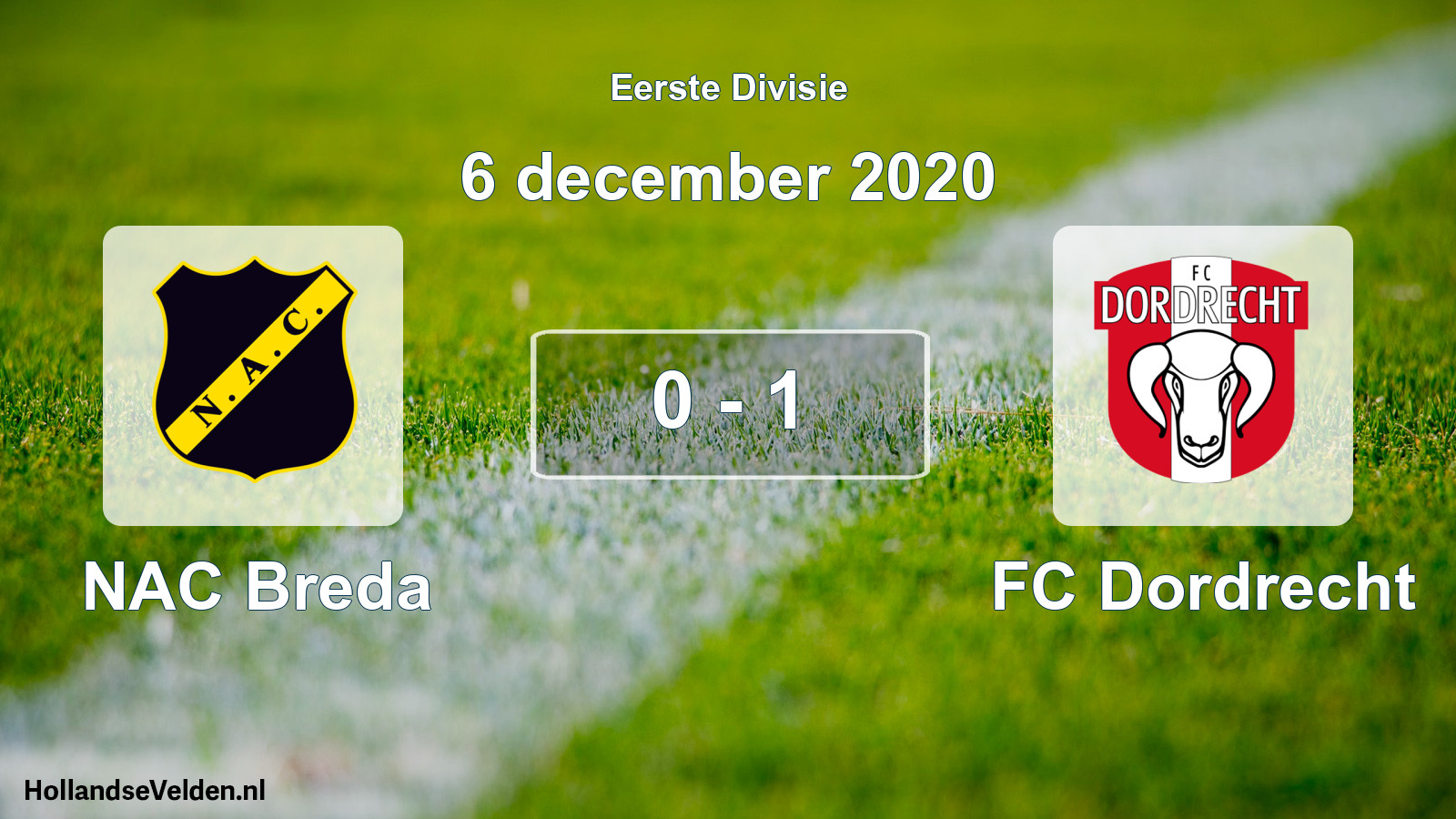 Total number of matches played: NAC Breda - FC Dordrecht 0 - 1 (6 December 2020)