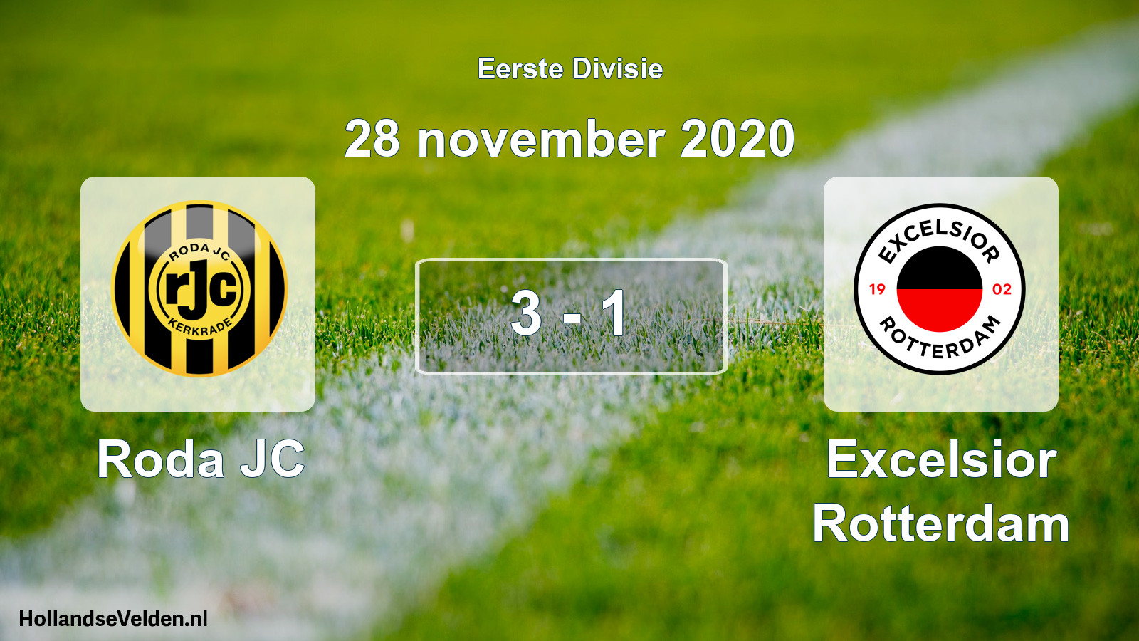 Total number of matches played: Roda JC - Excelsior Rotterdam 3 - 1 (28 November 2020)