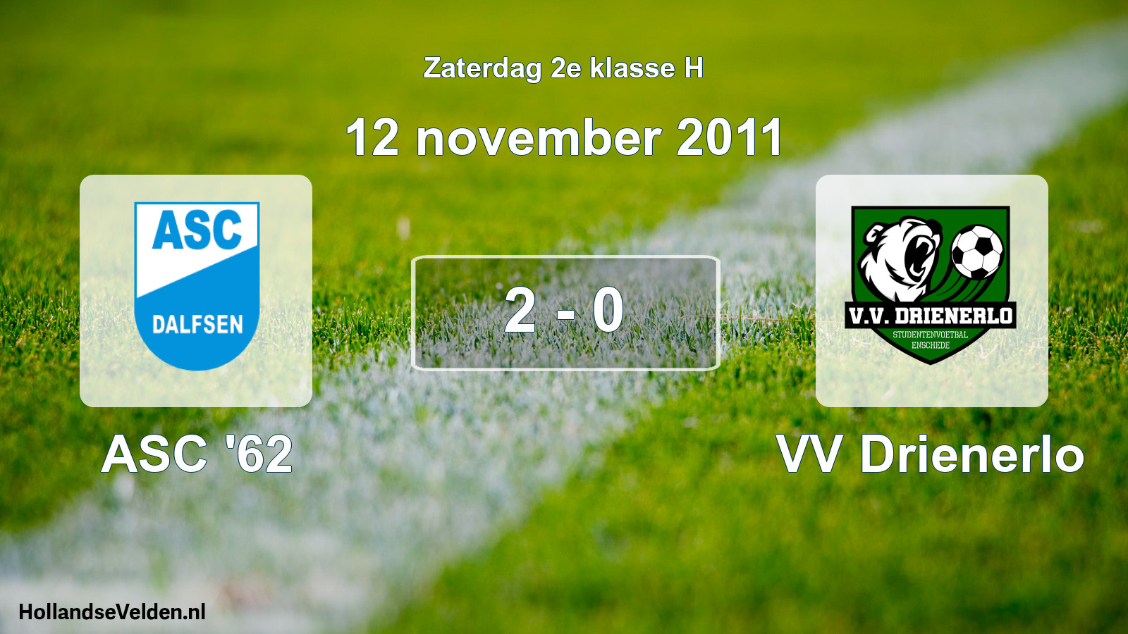 Total number of matches played: ASC '62 - VV Drienerlo 2 - 0 (12 November 2011)