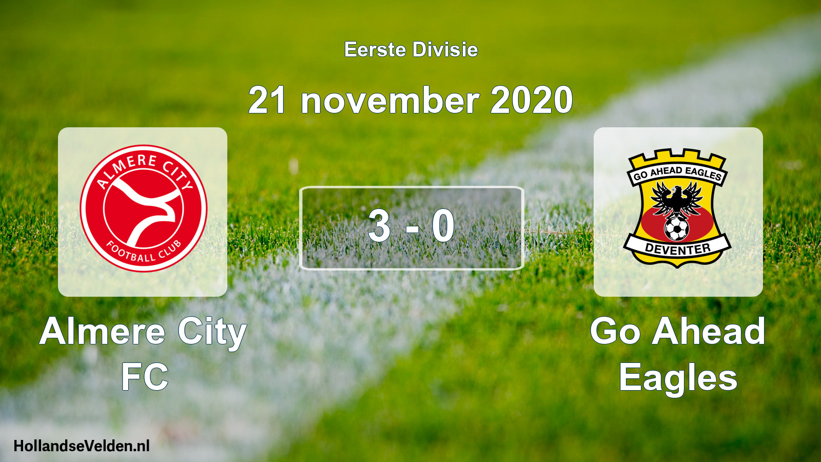 Total number of matches played: Almere City FC - Go Ahead Eagles 3 - 0 (21 November 2020)