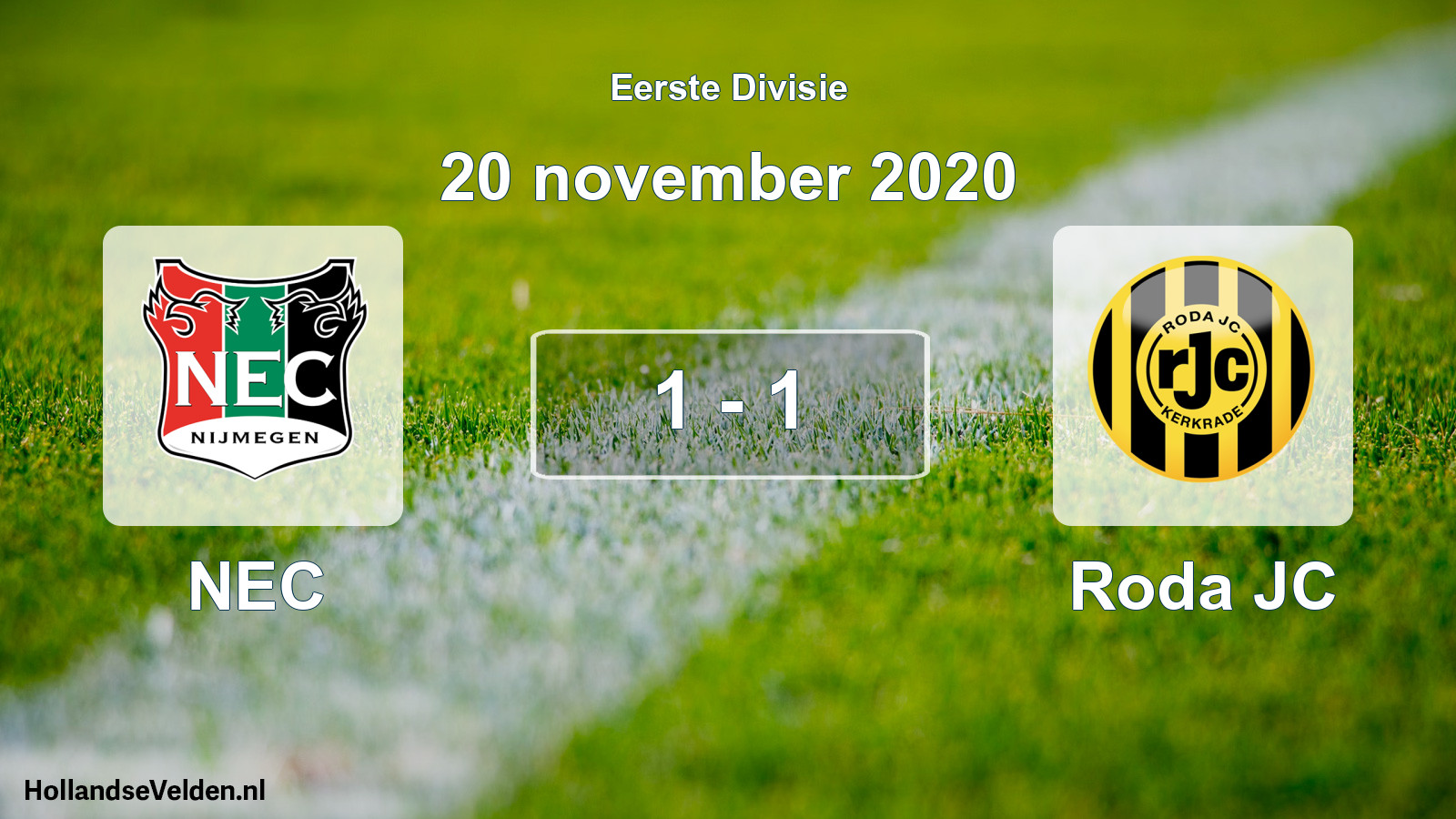 Total number of matches played: NEC - Roda JC 1 - 1 (20 November 2020)