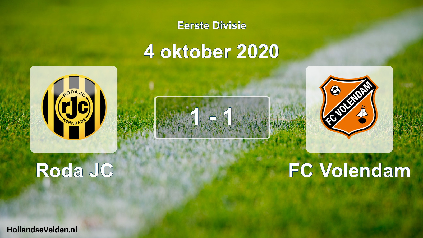 Total number of matches played: Roda JC - FC Volendam 1 - 1 (4 October 2020)