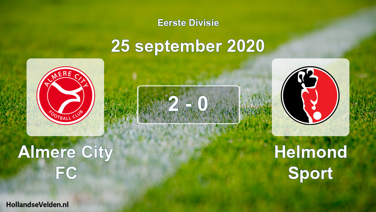 Total number of matches played: Almere City FC - Helmond Sport 2 - 0 (25 September 2020)