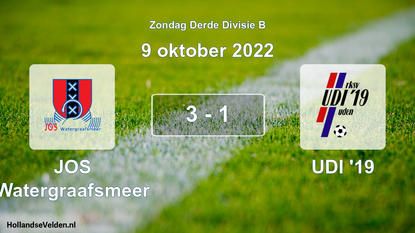 Total number of matches played: JOS Watergraafsmeer - UDI '19 3 - 1 (9 October 2022)