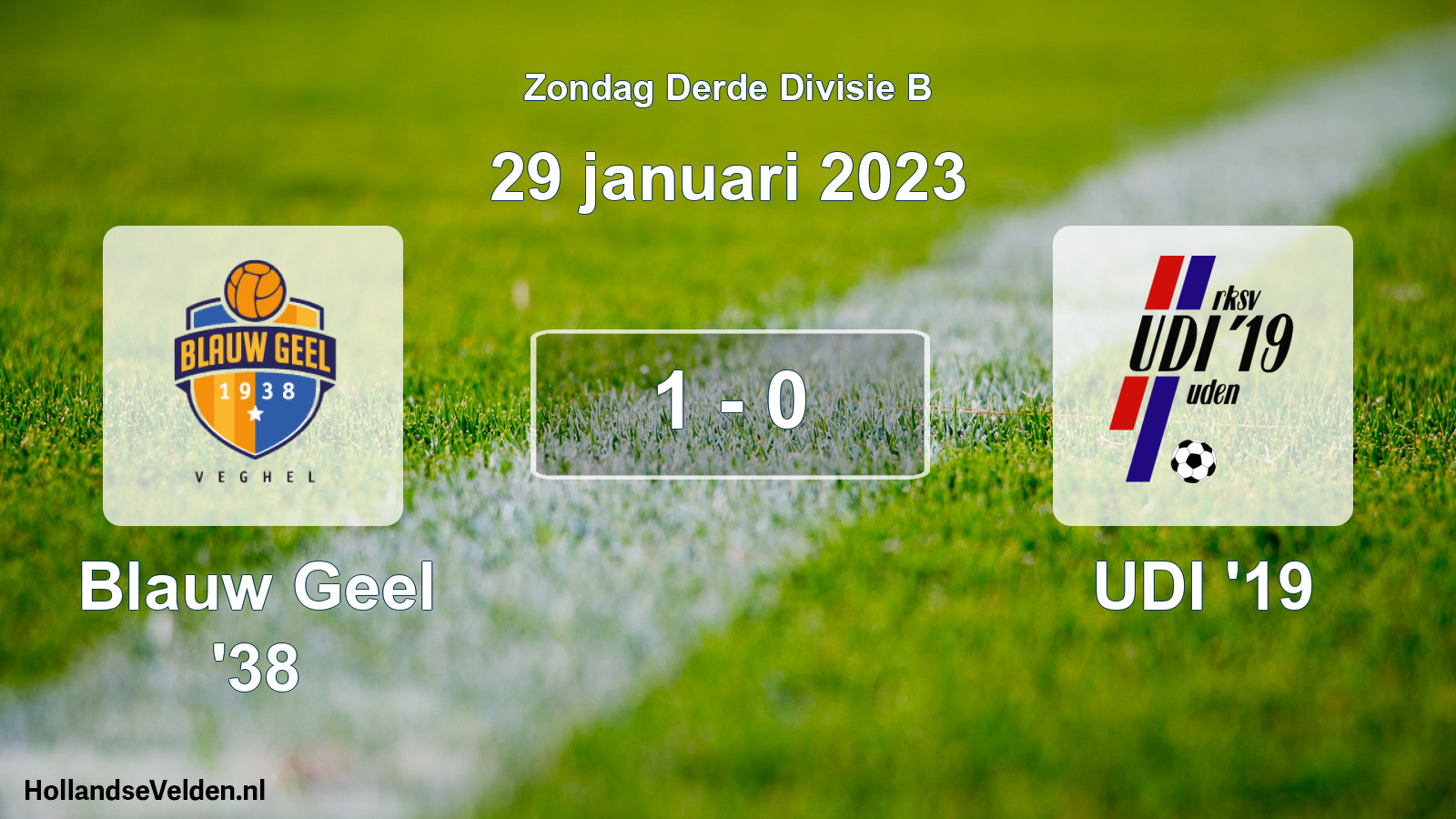 Total number of matches played: Blauw Geel '38 - UDI '19 1 - 0 (29 January 2023)