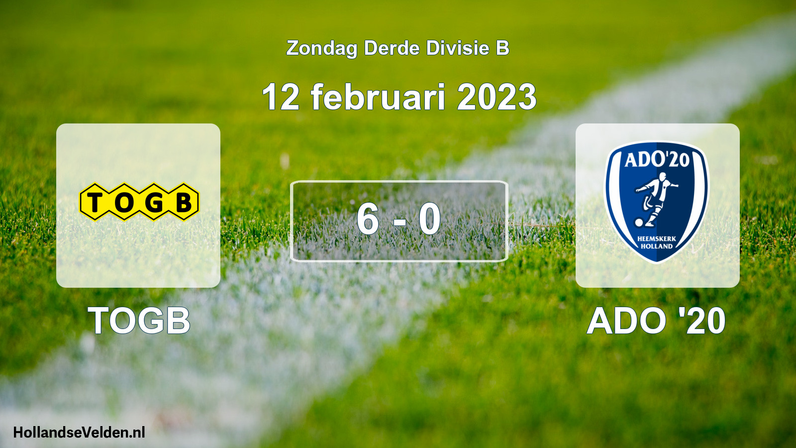 Total number of matches played: TOGB - ADO '20 6 - 0 (12 February 2023)