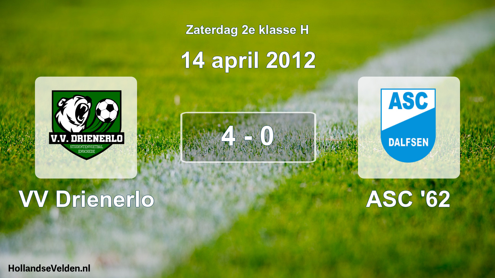 Total number of matches played: VV Drienerlo - ASC '62 4 - 0 (14 April 2012)