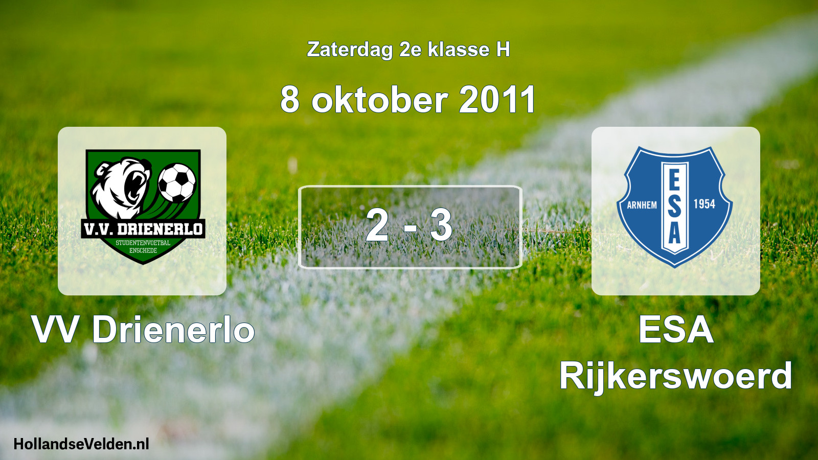 Total number of matches played: VV Drienerlo - ESA Rijkerswoerd 2 - 3 (8 October 2011)