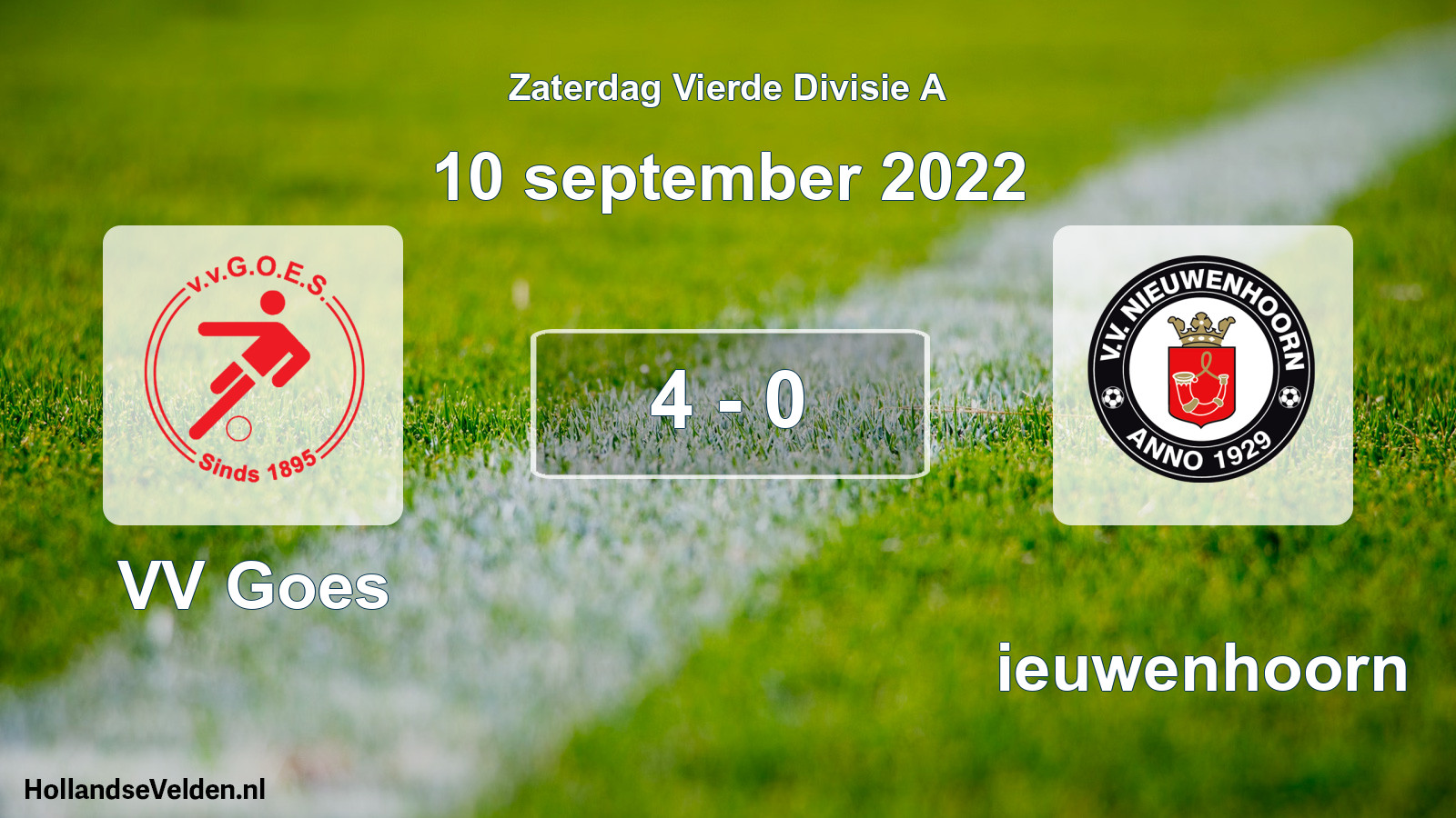 Gespeelde wedstrijd: VV Goes - Nieuwenhoorn 4 - 0 (10 september 2022)