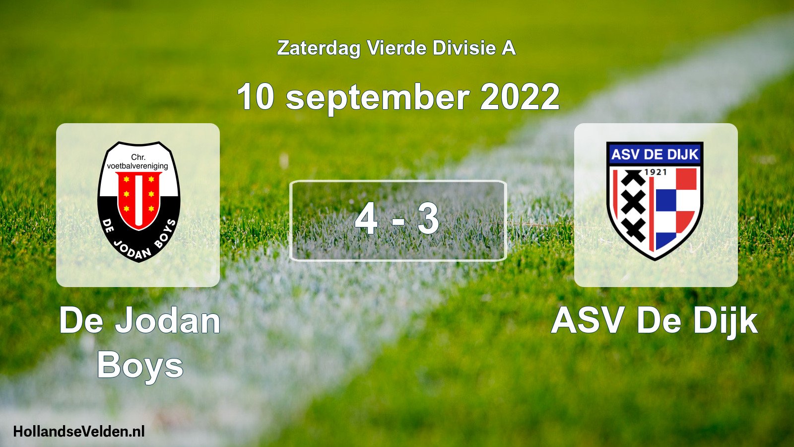 Total number of matches played: De Jodan Boys - ASV De Dijk 4 - 3 (10 September 2022)