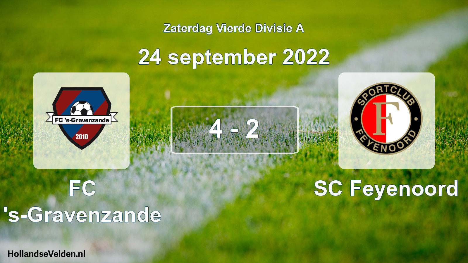 Total number of matches played: FC 's-Gravenzande - SC Feyenoord 4 - 2 (24 September 2022)
