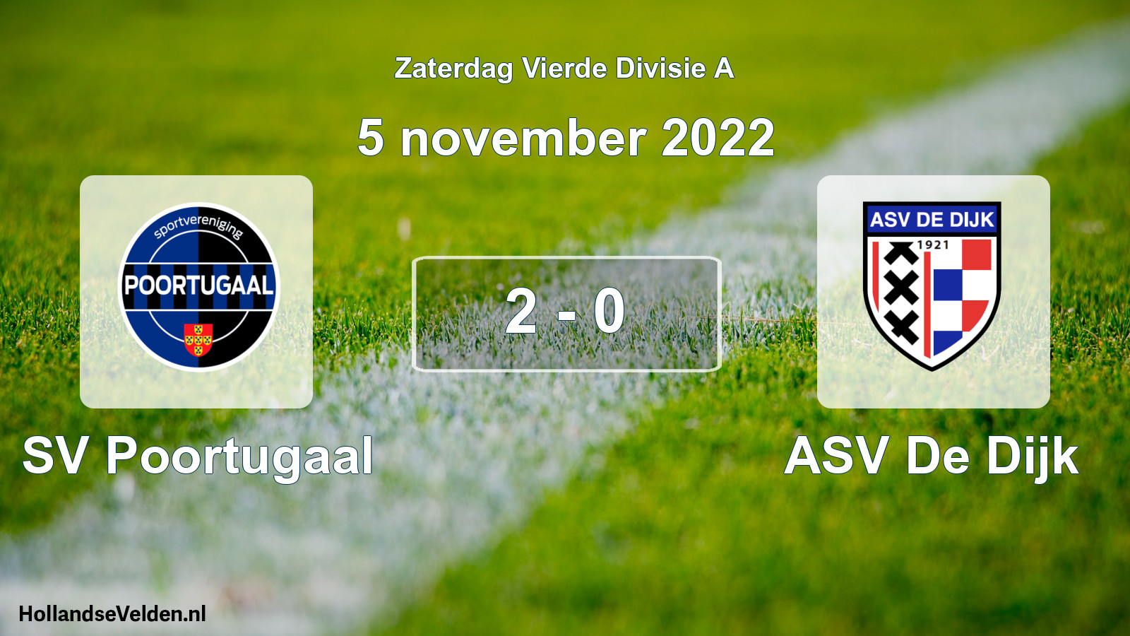 Total number of matches played: SV Poortugaal - ASV De Dijk 2 - 0 (5 November 2022)