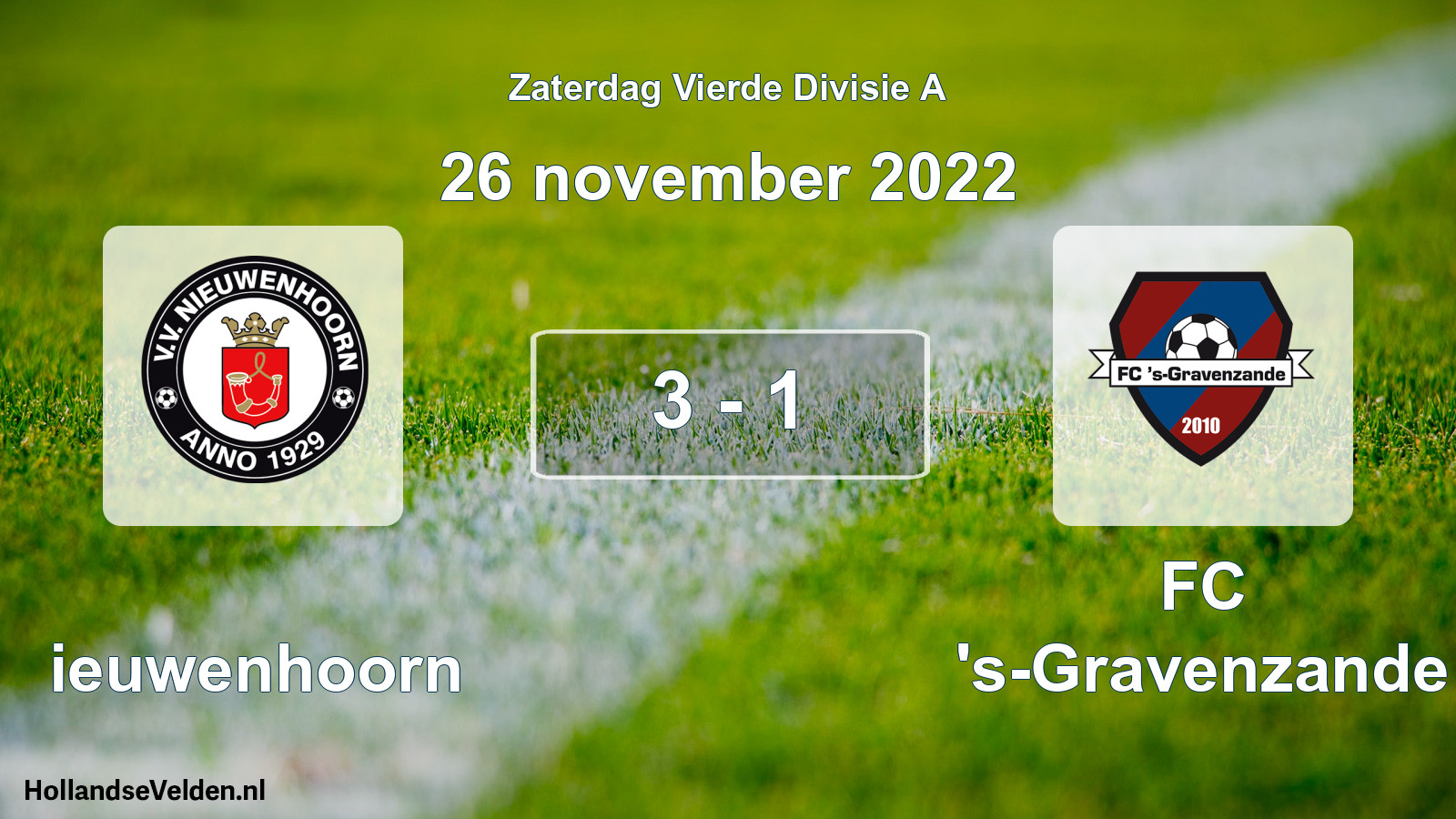 Total number of matches played: Nieuwenhoorn - FC 's-Gravenzande 3 - 1 (26 November 2022)
