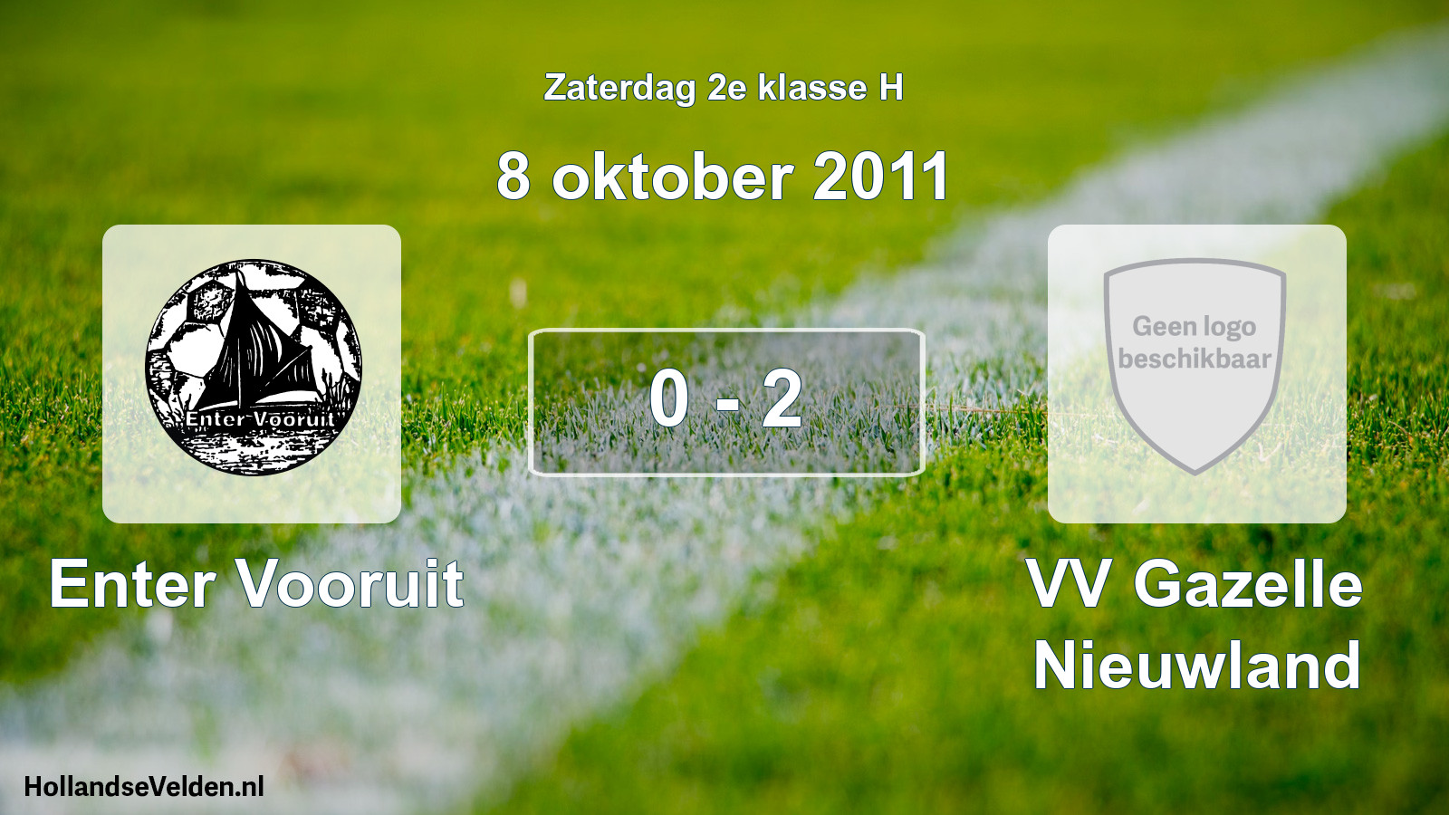 Total number of matches played: Enter Vooruit - VV Gazelle Nieuwland 0 - 2 (8 October 2011)