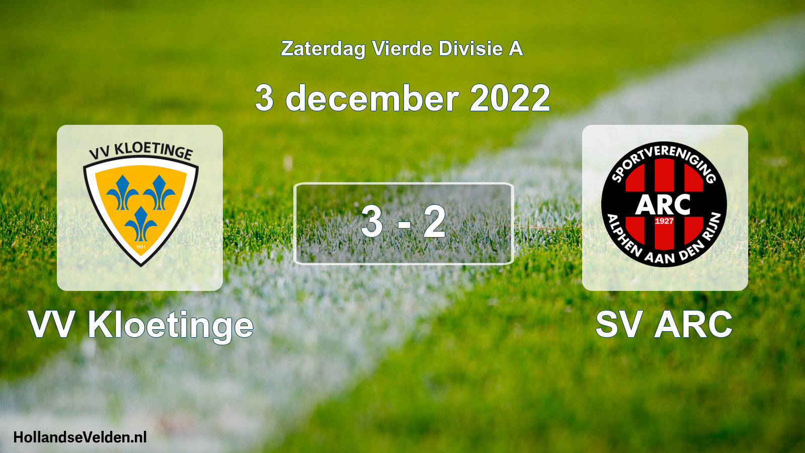 Total number of matches played: VV Kloetinge - SV ARC 3 - 2 (3 December 2022)
