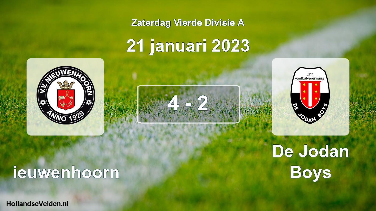 Total number of matches played: Nieuwenhoorn - De Jodan Boys 4 - 2 (21 January 2023)