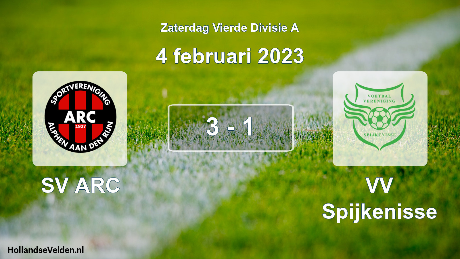 Total number of matches played: SV ARC - VV Spijkenisse 3 - 1 (4 February 2023)