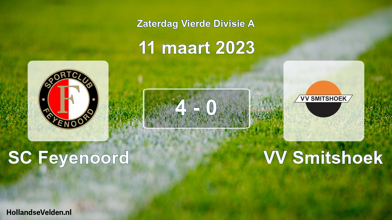 Total number of matches played: SC Feyenoord - VV Smitshoek 4 - 0 (11 March 2023)
