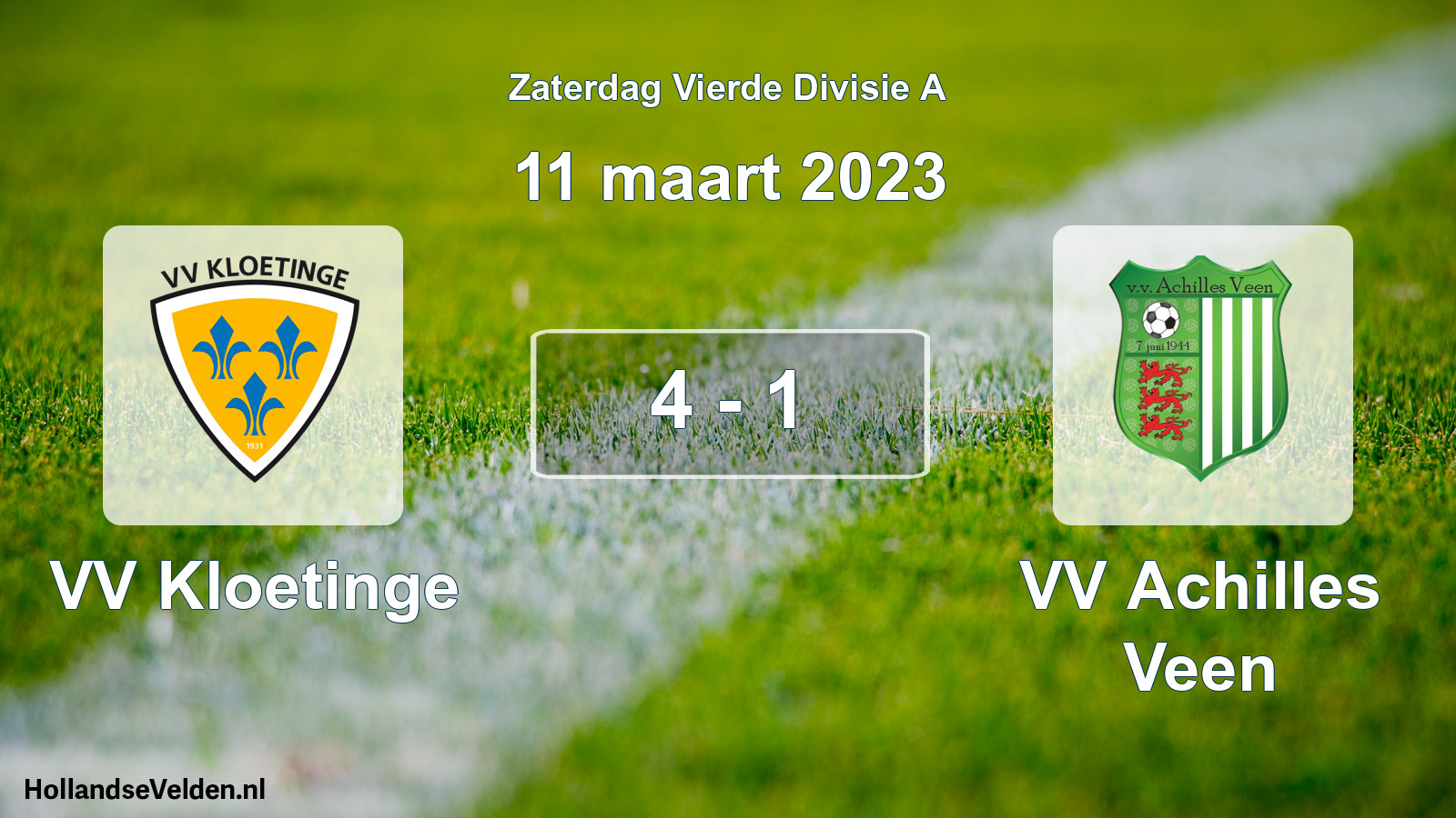 Total number of matches played: VV Kloetinge - VV Achilles Veen 4 - 1 (11 March 2023)