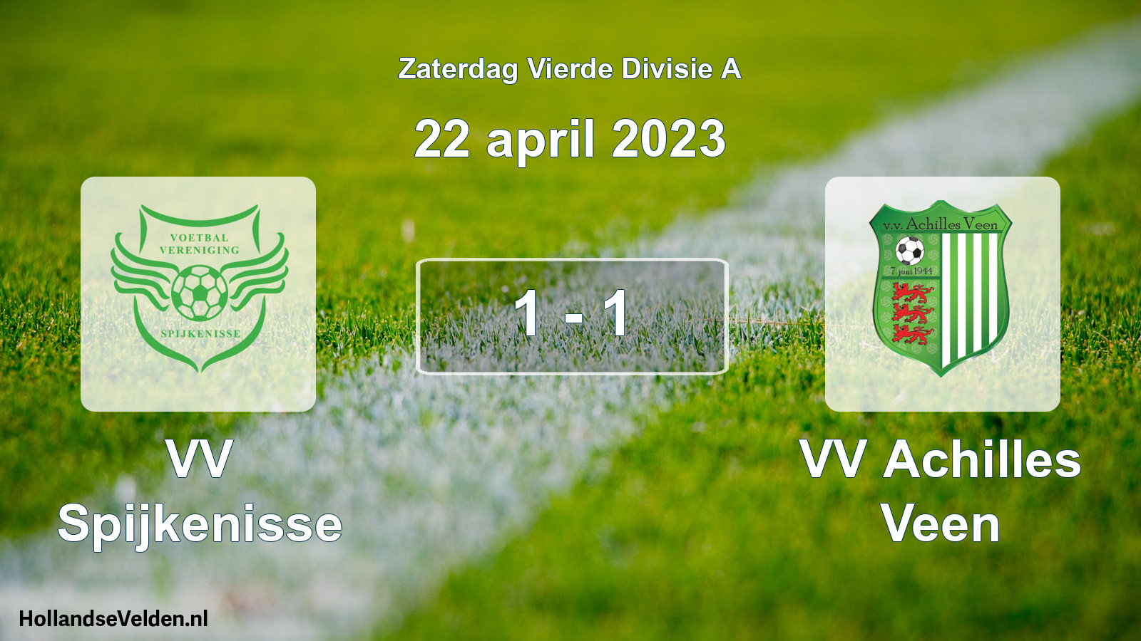 Total number of matches played: VV Spijkenisse - VV Achilles Veen 1 - 1 (22 April 2023)
