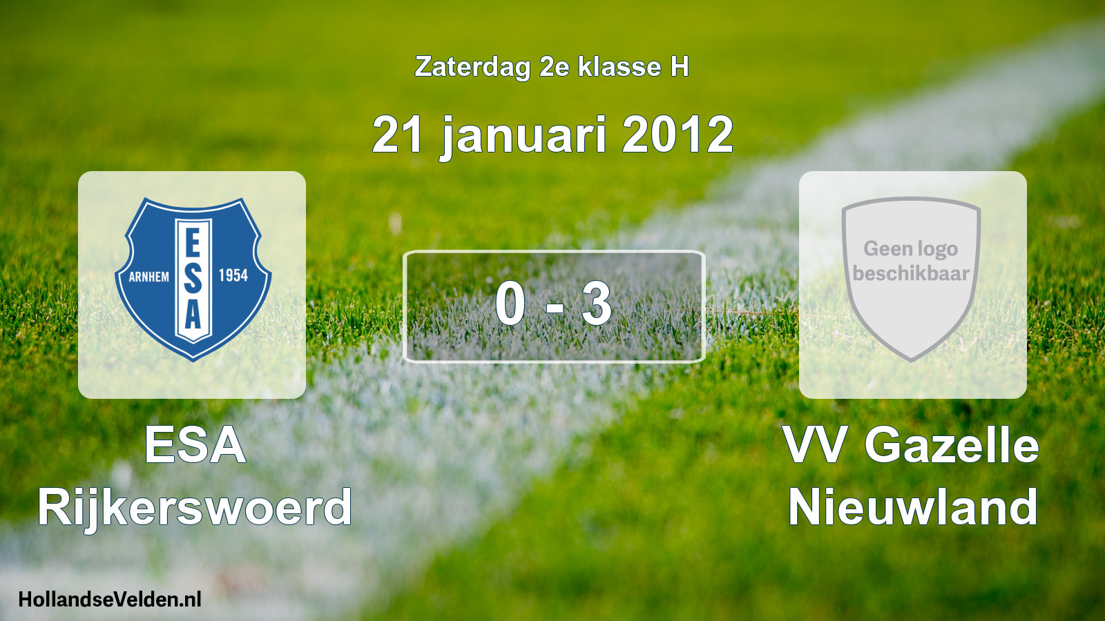 Total number of matches played: ESA Rijkerswoerd - VV Gazelle Nieuwland 0 - 3 (21 January 2012)