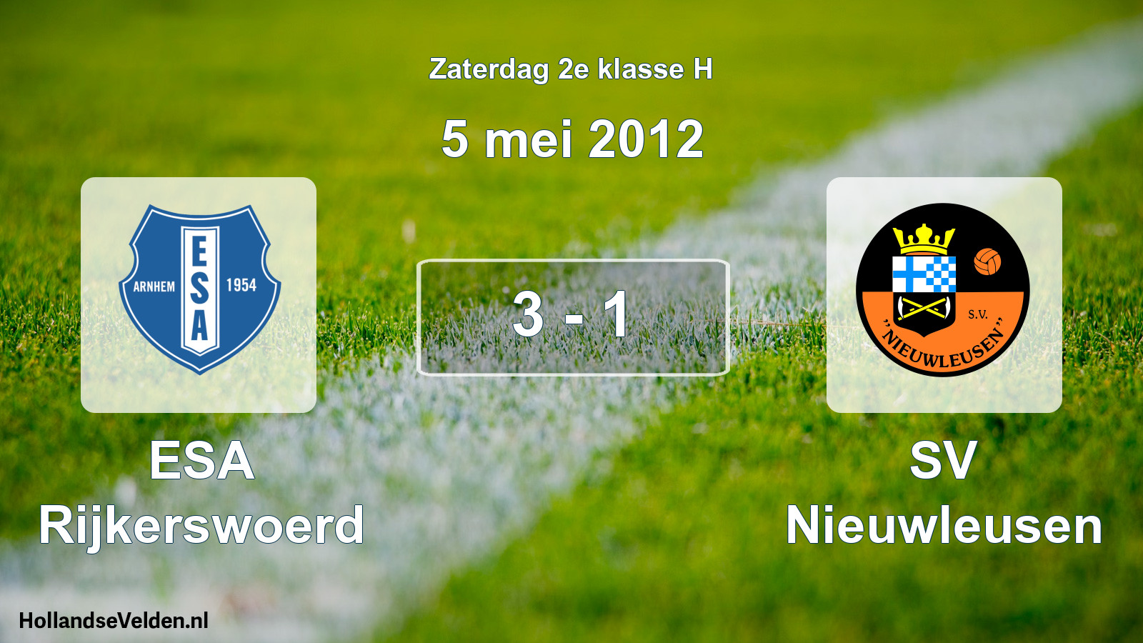 Total number of matches played: ESA Rijkerswoerd - SV Nieuwleusen 3 - 1 (5 May 2012)