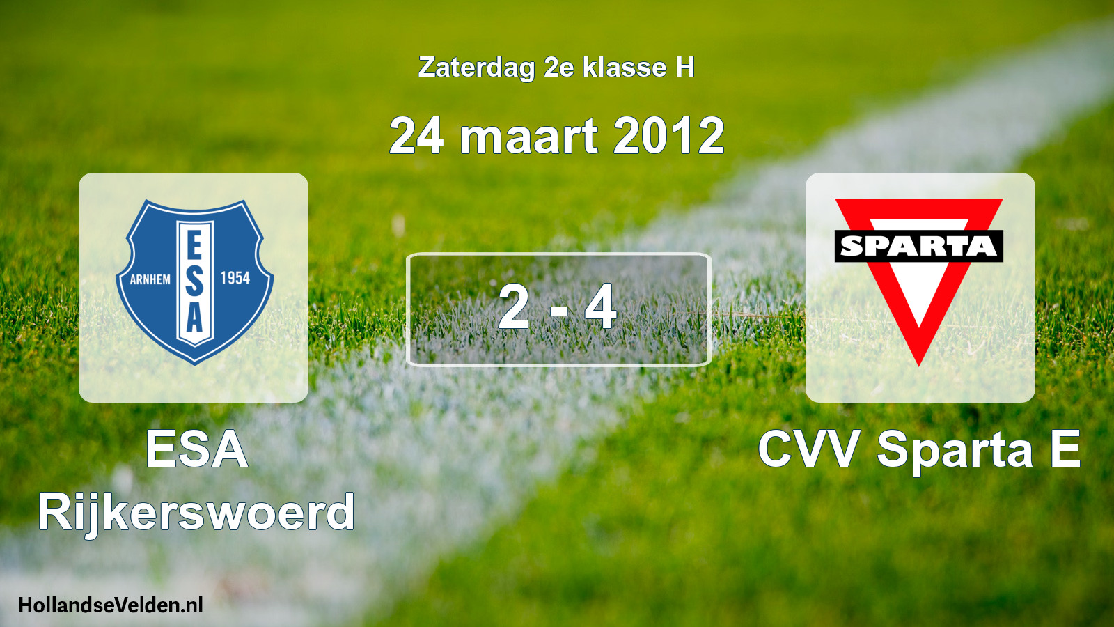 Total number of matches played: ESA Rijkerswoerd - CVV Sparta E 2 - 4 (24 March 2012)