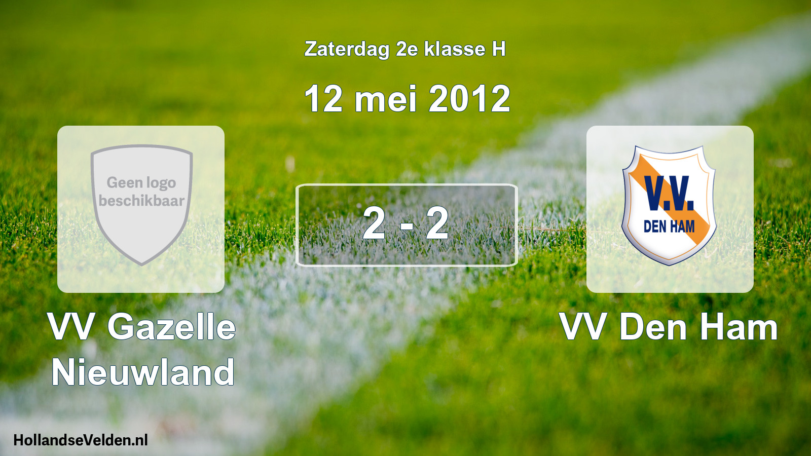 Total number of matches played: VV Gazelle Nieuwland - VV Den Ham 2 - 2 (12 May 2012)