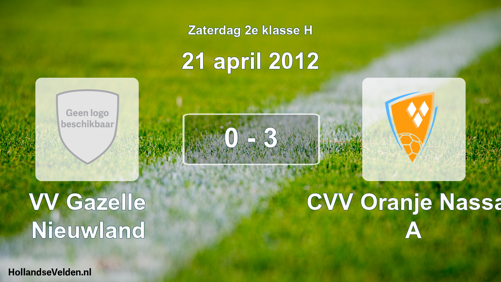 Total number of matches played: VV Gazelle Nieuwland - CVV Oranje Nassau A 0 - 3 (21 April 2012)