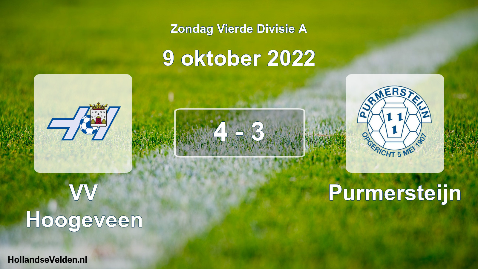 Total number of matches played: VV Hoogeveen - Purmersteijn 4 - 3 (9 October 2022)