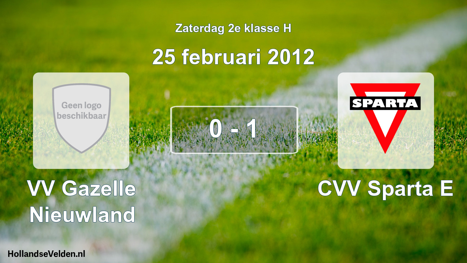 Total number of matches played: VV Gazelle Nieuwland - CVV Sparta E 0 - 1 (25 February 2012)
